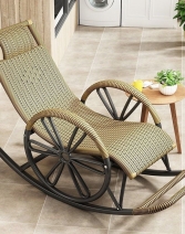 藤编摇椅洛滑阳台晒太阳休闲躺椅客厅家用老人逍遥藤椅网红懒人摇摇椅