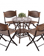 编织阳台藤椅三件套小藤椅靠背椅藤编凳子折叠椅户外迪玛森休闲桌椅组合